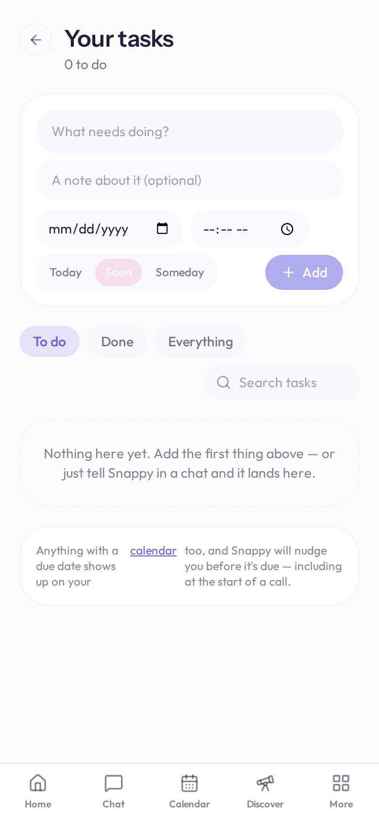 Snappy iPhone task list with due date and reminder controls